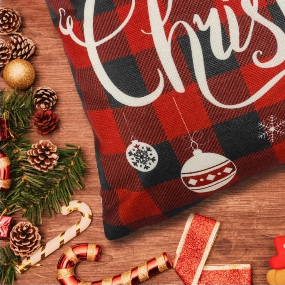 Luxury Home | Chic Rustic Farmhouse Buffalo Check Christmas Throw Pillow Covers
